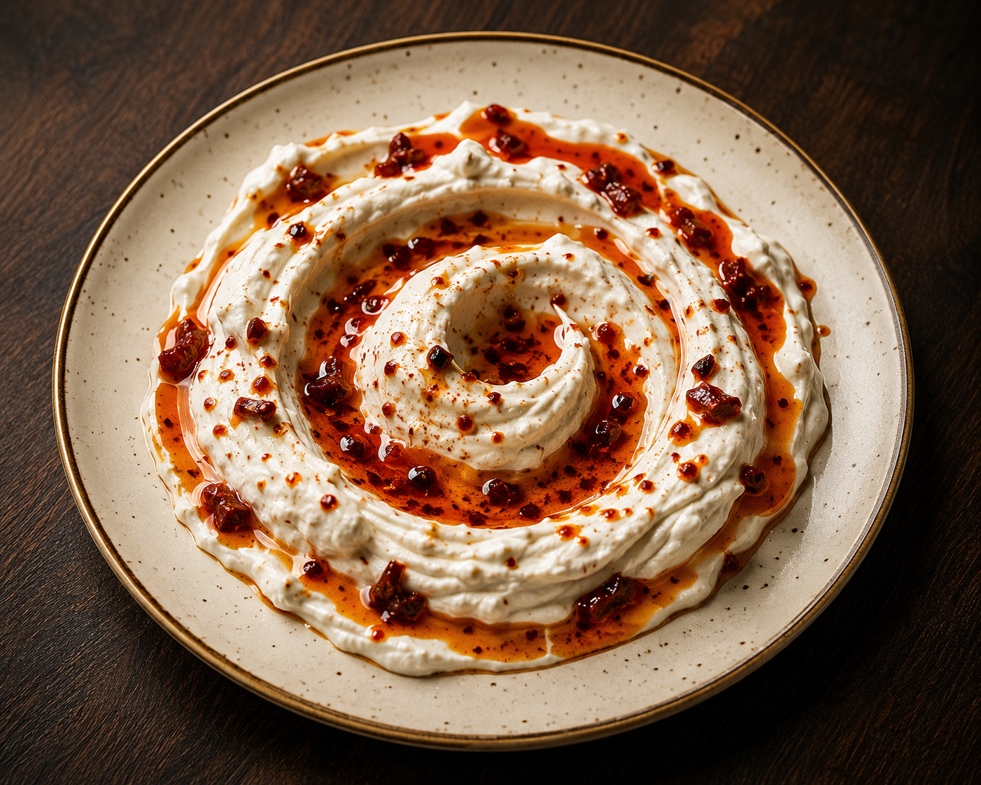 Haydari — whipped yogurt with chilli oil